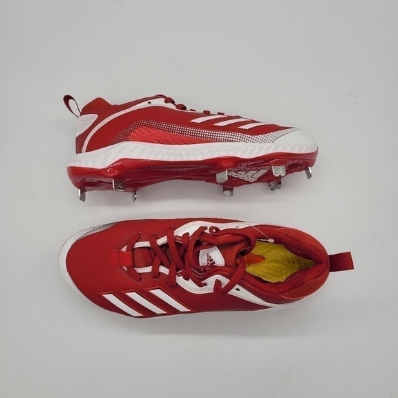 adidas Icon 6 Bounce Team Power Baseball Metal Cleats Men 7.5 Shoes Red NEW - Picture 14 of 15